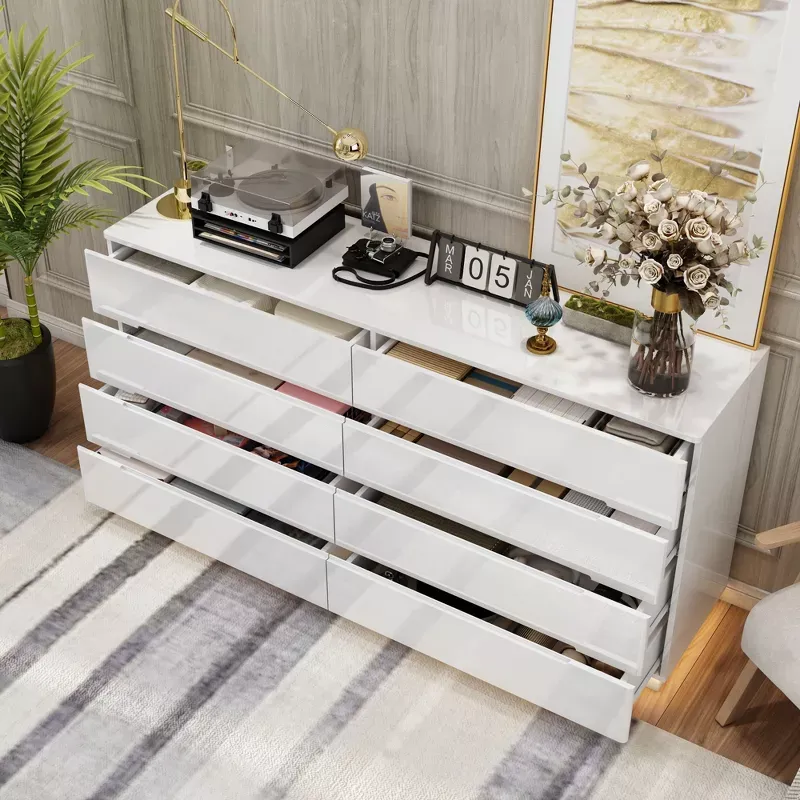 FAMAPY High Gloss 8 Drawer Dresser with Lights